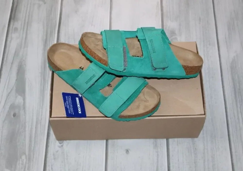 NEW Birkenstock Uji Nubuck-Suede Leather Sandals Digital Green 44EU Medium
